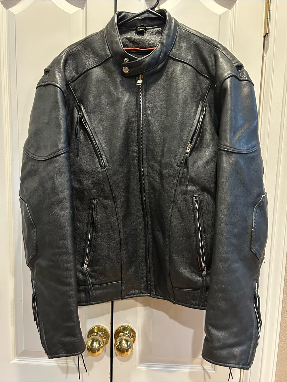 Interstate men large leather riding motorcycle jacket